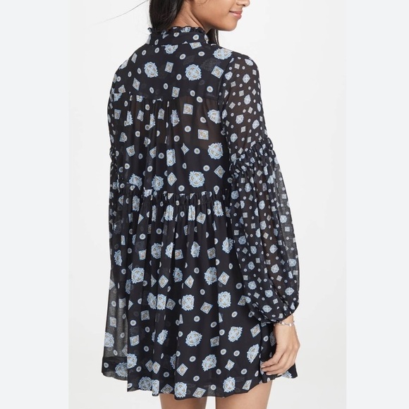 Free People Chiffon Mock Neck Turn Turn Summer Mini Dress - Picture 3 of 7